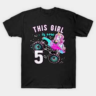 Monster Truck Unicorn Girls 5Th Birthday Daughter T-Shirt